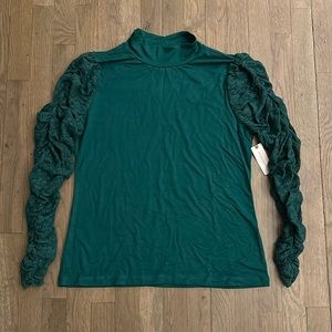 NWT Anthropologie Mock Neck Green Shirt - Size L